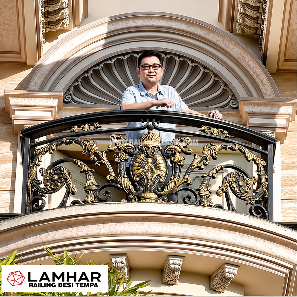 Railing balkon klasik besi tempa untuk rumah mewah